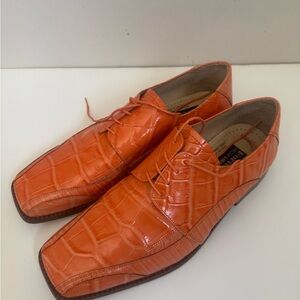 Liberty Orange Crocodile Pattern Oxfords